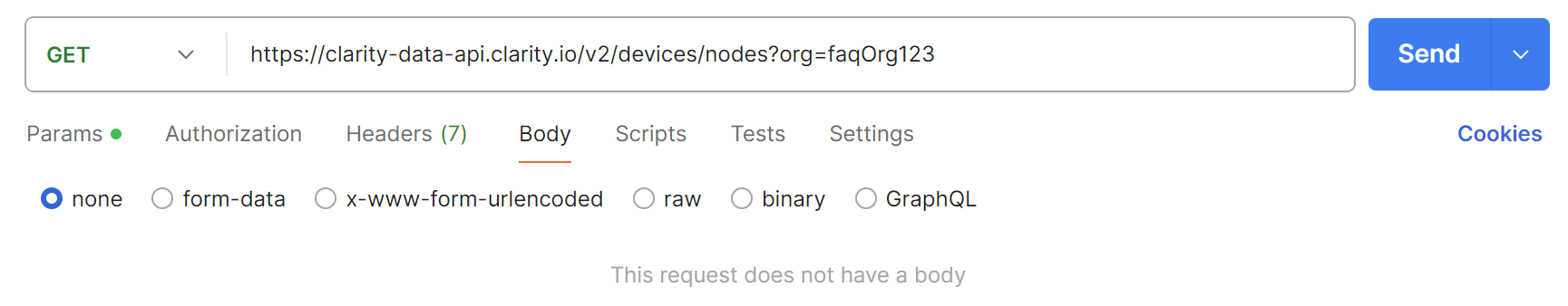 Configure Postman GET with no body